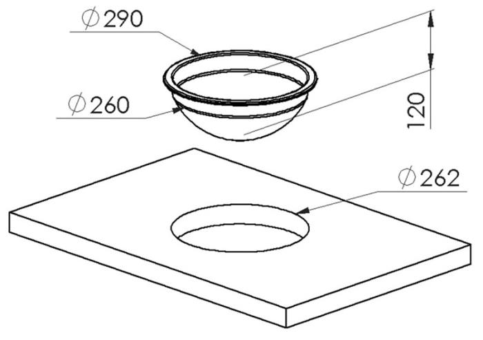 Handwaschbecken aus Edelstahl rund Ø29 cm.