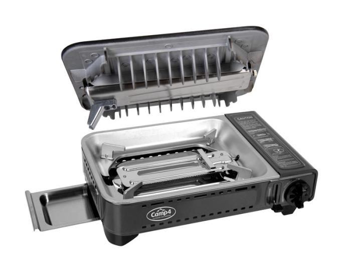 Camp 4 Gaskartuschenkocher mit Zündsicherung, Gourmet Grill