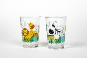 Trinkglas mit SAFARI-Motiv, Set aus 2 passenden Gläsern.
