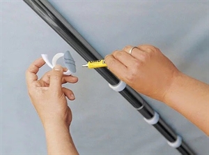 Zeltstangenbeschlagsatz (5 Teile), 5 Dachknöpfe, 1 Tube Klebstoff