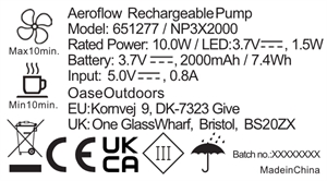 Wiederaufladbare Outwell Aeroflow-Pumpe