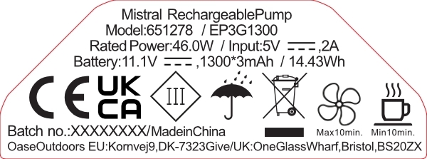 Wiederaufladbare Pumpe Outwell Mistral